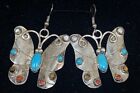 Vintage Navajo Sterling Silver Butterfly Dangle Earrings