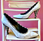Divertente Vintage 80's Black & White Pump Womens 8 Checkered Heels  FLAWS