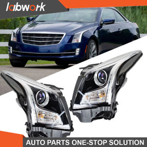 Labwork Headlight For 2013-2018 Cadillac ATS Halogen Projector Clear Left+Right (For: 2018 Cadillac)