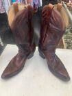 Vintage Acme Western Cowboy Boots Burgundy Leather Men's Sz 10.5 D