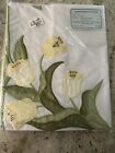 New In Package 4 pc Set Embroidered Kitchen Curtains. Yellow Tulip Motif