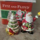 Fitz & Floyd Santa and Christmas Tree Salt and Pepper Shaker With Box