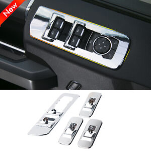 Accessories Window lift switch panel Chrome Cover trim For 2015-2020 Ford F150 (For: 2017 Ford F-150 XLT)