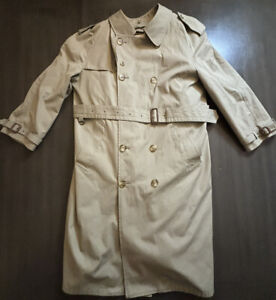 Brooks Brothers MEN'S Long Belted Trench Coat Removable Wool Lining Vintage USA