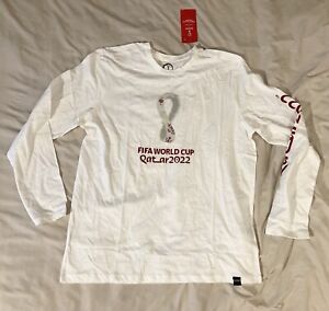 FIFA World Cup Men’s XL White Long Sleeve T-Shirt Qatar 2022 Officially Licensed