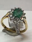 18ct diamond emerald oval cluster ring