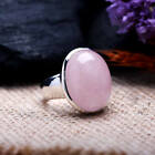 Solid 925 Sterling Silver Natural Rose Quartz Gemstone Mens Unisex Ring Jewelry