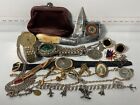New ListingVintage Junk Drawer Lot Jewelry Watches Religious Pins Cuff Links Bracelet #99
