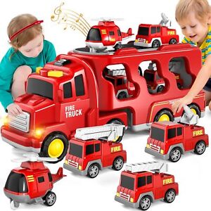 Bennol Toddler Trucks Toys for Boys Age 1-3 3-5, 5 in 1 Fire Car Truck for Gi...