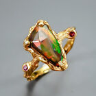 Handmade Natural Black Opal Ring 925 Sterling Silver Size 8 /R349585