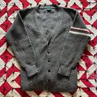 Vintage Izod Wool Cardigan Sweater Mens M Gray As Is Worn Repaired