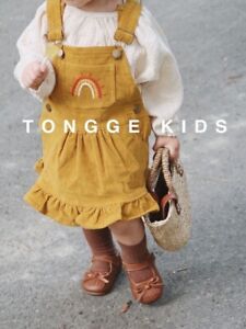 Toddler Girl Fall Winter Outfits Corduroy Strap Pocket 4T