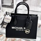 Michael Kors Mirella Small Shopper Tote Crossbody Leather Bag Black