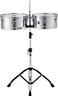 Percussion HT1314CH Headliner Series Steel Timbales with Chrome Finish and Stand