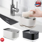 2 in1 Kitchen Liquid Soap Pump ABS Dispenser Sponge Holder Press Countertop Rack