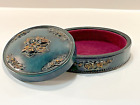 New ListingVintage Carved Wooden Floral Jewelry/Trinket Box with Lid Felt Green Black Gold