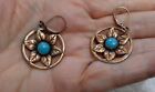 Vintage Copper & Turquoise Navajo Bell Trading French Hook Earrings 5.3 gm