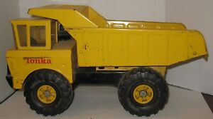 Vintage 1970s Yellow TONKA Dump Truck XMB-975 Toy Pressed Steel Great Patina