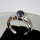 Natural Blue Sapphire 1.70ct set in silver ring 925 # ring size 7