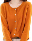 100%Cashmere Button Front Long Sleeve Cardigan，Women's Cashmere Cardigan Sweater