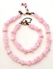 Miriam Haskell Pink Molded Glass Flower Set Necklace Bracelet Beads Signed