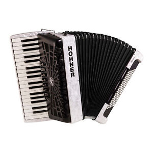 Hohner Bravo III 96 Chromatic Piano Key Accordion Pearl White