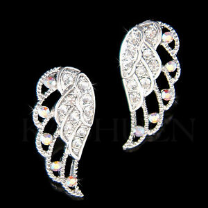 ~Angel Wings made with Swarovski Crystal Flying Fairy Post Stud Earrings Jewelry