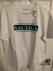 Nautica Yacht Racing T - Shirt ~ White ~ Sz L