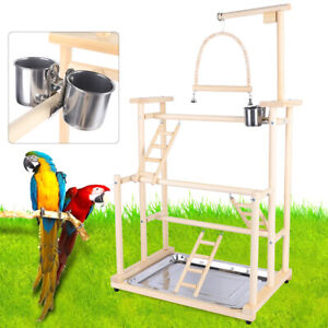 3 Layers Bird Playground Parrot Playstand Birds Play Stand Bird Perch Gym Wood