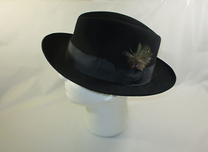 Stetson Royal DeLuxe The Temple Black Felt Fedora Hat 7-3/4 Men's