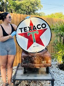 Large Porcelain Texaco Advertising Sign 30 In