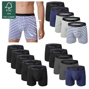 BAMBOO COOL S-3XL Men's Bamboo Underwear Striped Boxer Briefs Trunks Stripe Blue