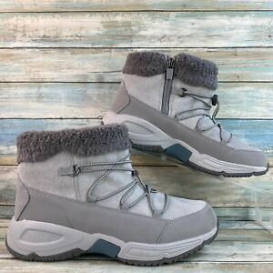 Easy Spirit Winter Snow Boots Womens 8.5M Gray Suede Zip Up Cold Weather Bootie
