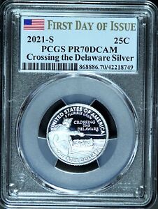 2021 S 25C SILVER CROSSING The DELAWARE PR70DCAM PCGS  FIRST DAY ISSUE