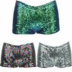 SEQUIN HOT PANTS SPARKLY SHORTS DISCO GLITTER FESTIVAL PARTY PRIDE LOW RISE