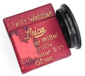 Leica E.Leitz Wetzlar GFEOO Black Rim R.D. Red Filter for Summitar ...MINT w/Box