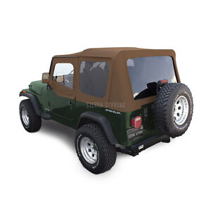 Jeep Wrangler YJ Soft Top, 88-95, Upper Doors, Tinted Windows, Spice Sailcloth (For: Jeep)