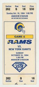 10/16/1994 Los Angeles Rams New York Giants Full Ticket Jerome Bettis R Hampton
