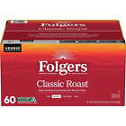 Folgers Classic Roast K-Cup Pods, Medium Roast Coffee, 60 Count Black Coffee