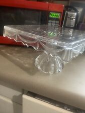 Vintage Pressed Clear Glass Square Cake Stand Plate 10” Square Heavy, 7 Pounds