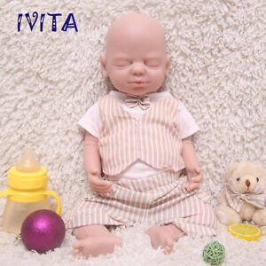 IVITA 19'' Soft Silicone Reborn Baby Boy Eyes Closed Sleeping Doll Kid Gift