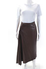 ALC Women's Zip Hook Closure Pleated Faux Leather Maxi Skirt Brown Size 0