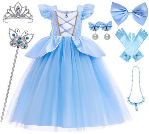 Princess Cinderella Costume Dress Up Kids Girls  Halloween Christmas Cosplay