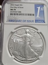 2022 American Silver Eagle ASE S$1 NGC MS70 First Day Of Issue FDOI