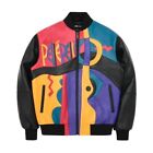Pelle Pelle Picasso Plush Genuine Sheepskin Multi Color Leather Bomber Jacket