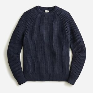 J. CREW Men's Chunky Fisherman Shaker-Stitch Crewneck Sweater Indigo - $98 NWT