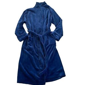 Royal Class Men's Micro Plush Full Length Bathrobe Navy Blue—Size S/M