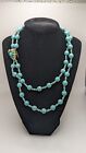 Miriam Haskell Unsigned Necklace Vintage Blue Stone And Pearl Details