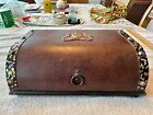 Vintage Wooden & Faux Leather Jewelry Box Organizer