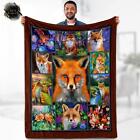 Cute Fox Animals Collage Blanket - mom GIFT cute fox blanket, gift dad